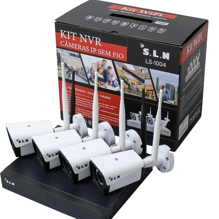 Kit Nvr 4 Cameras Wifi Sem Fio Ip Cftv 100m Full Hd 1080p